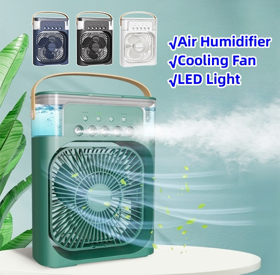 Ventilador Humidificador de Aire con USB, Luces LED Nocturnas y Rociador de Niebla de Agua