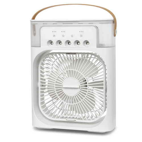 Ventilador Humidificador de Aire con USB, Luces LED Nocturnas y Rociador de Niebla de Agua