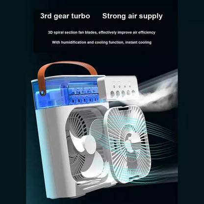Ventilador Humidificador de Aire con USB, Luces LED Nocturnas y Rociador de Niebla de Agua