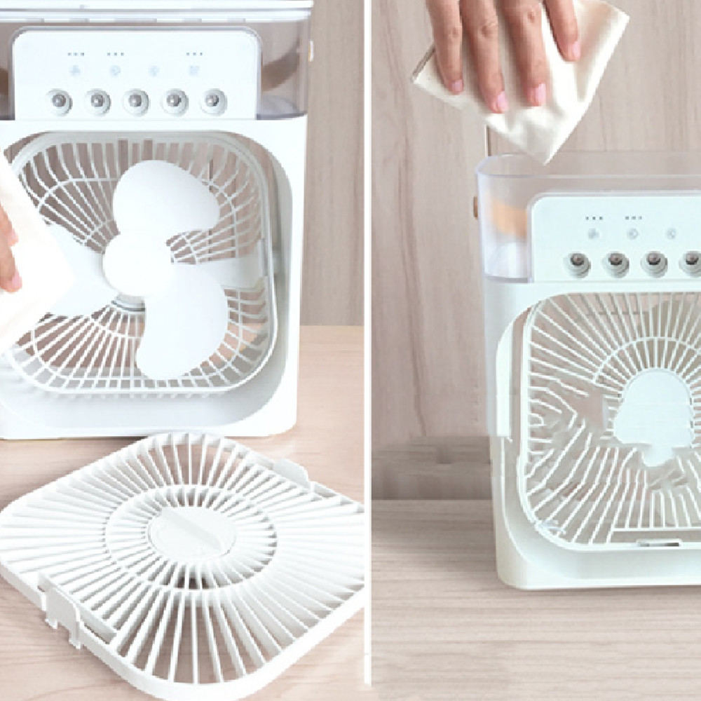 Ventilador Humidificador de Aire con USB, Luces LED Nocturnas y Rociador de Niebla de Agua
